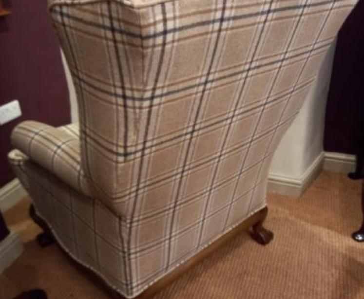 Superb Antique Walnut Upholstered Wing Armchair - Image 5