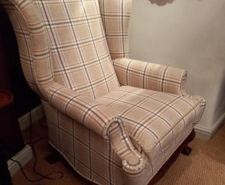 Superb Antique Walnut Upholstered Wing Armchair - Image 6