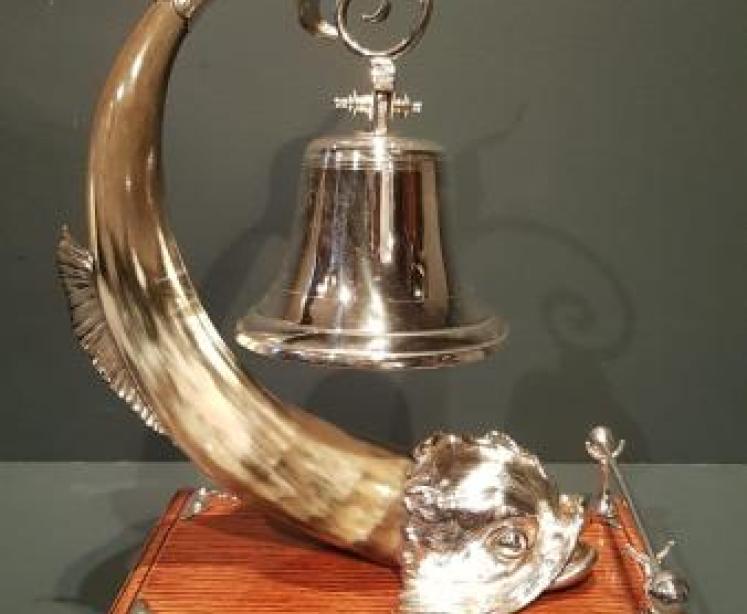 Superb Victorian Silver Plated and Horn Dinner Bell - Image 1