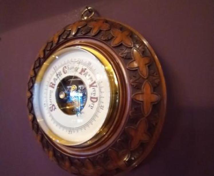 Superb Mid Victorian Walnut Skeletonised Barometer - Image 1