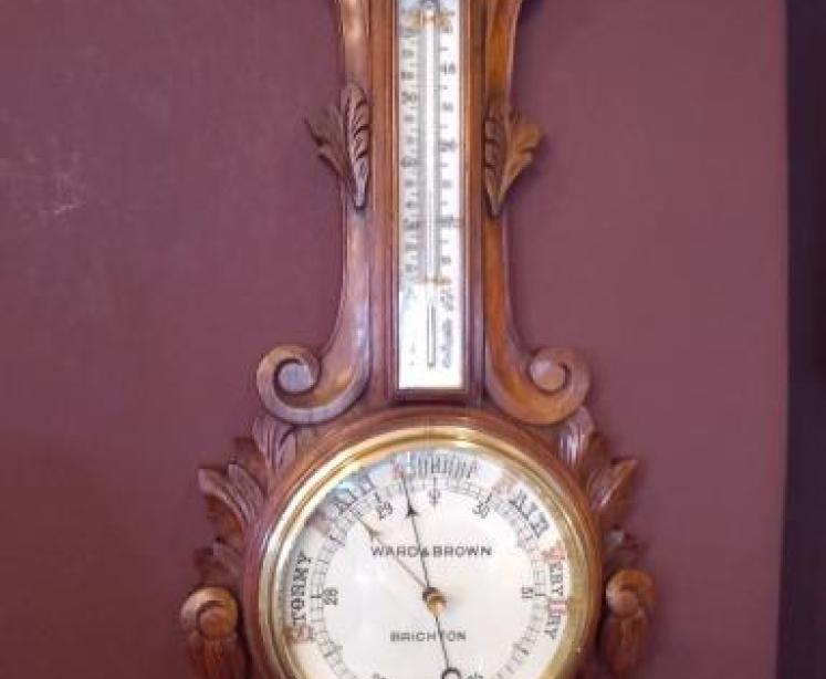 Superb Antique Solid Oak Brighton Banjo Barometer - Image 1