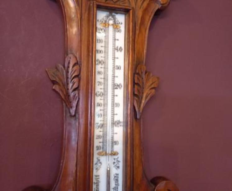 Superb Antique Solid Oak Brighton Banjo Barometer - Image 3