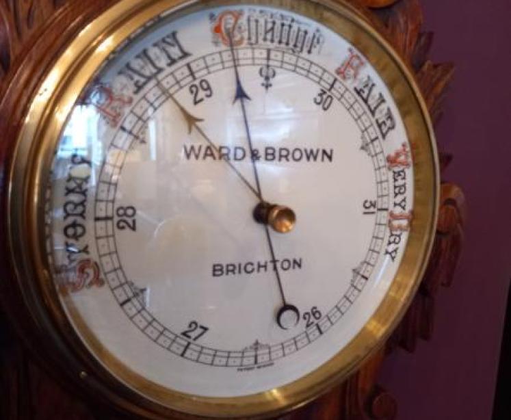 Superb Antique Solid Oak Brighton Banjo Barometer - Image 6