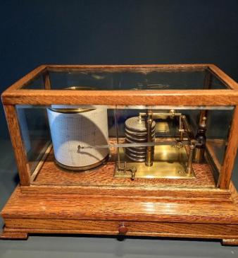 Antique Solid Oak & Bevelled Glass Barograph by James Lucking