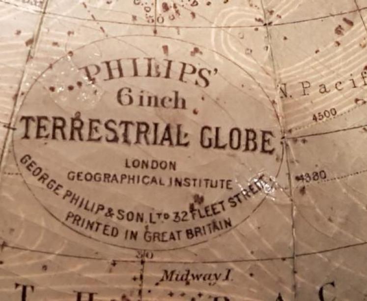 1930's Phillips 6" Papier Mache Library Globe - Image 3