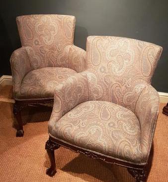 Pair of Antique Upholstered Arm Chairs