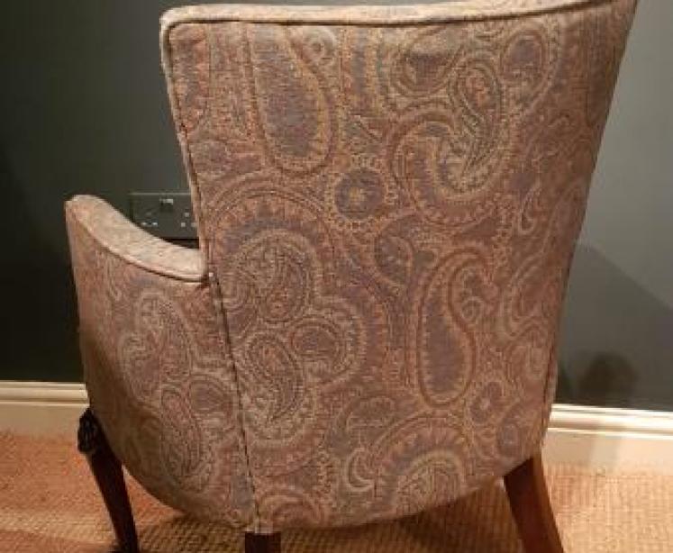 Pair of Antique Upholstered Arm Chairs - Image 2