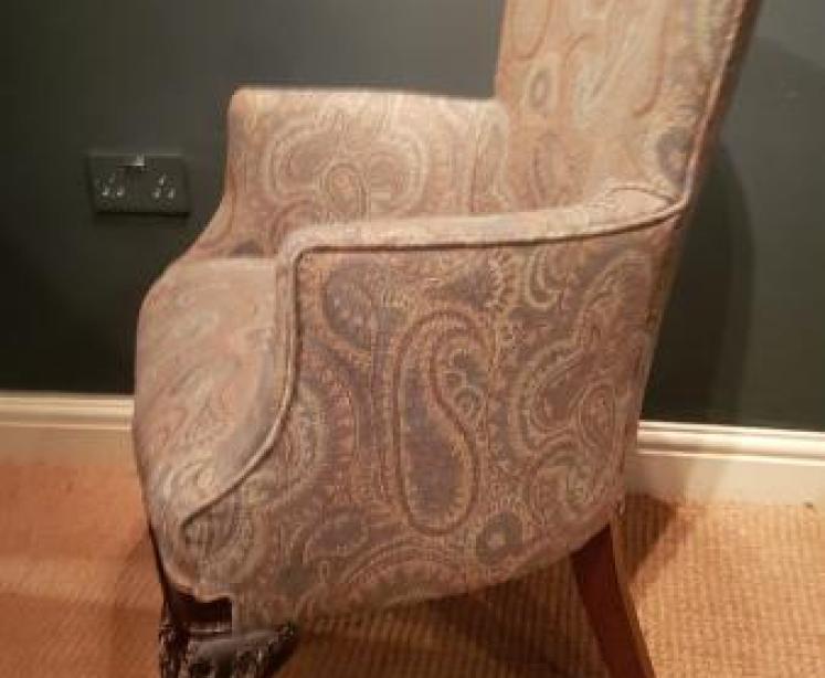 Pair of Antique Upholstered Arm Chairs - Image 3