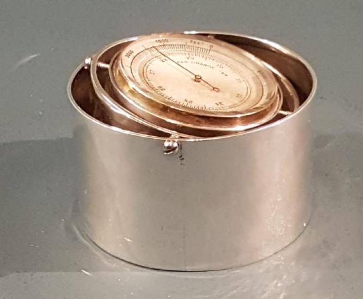 Victorian Silver Barometer In Gimble Desk Tidy - Image 3