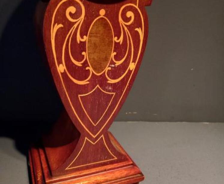 Edwardian Art Nouveau Style Fruitwood Inlaid Mantel Clock - Image 5