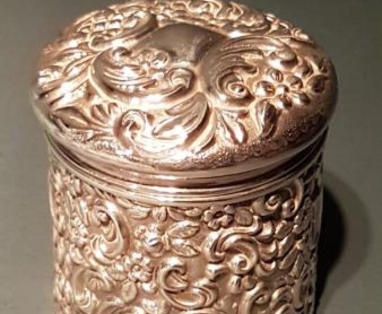 Victorian Embossed Silver Table Jar - Image 1