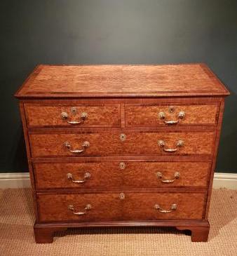 George III Burr Walnut Chest of Drawers 