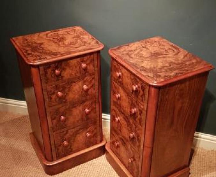 Pair of Quality Victorian Burr Walnut Bedside Chests - Image 4