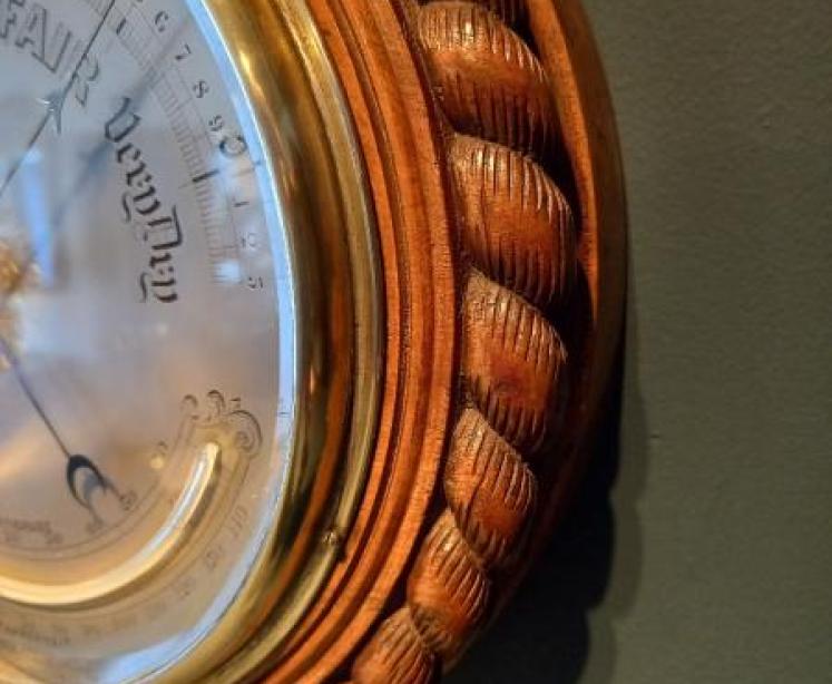 Superb Antique Ship's Barometer & Thermometer - Image 5