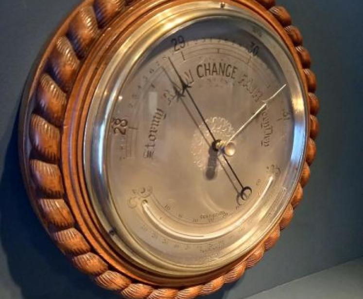 Superb Antique Ship's Barometer & Thermometer - Image 7