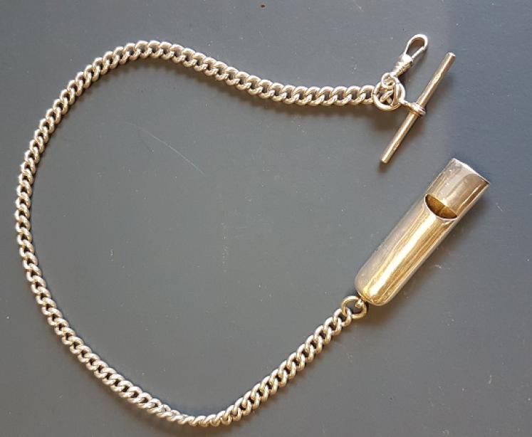 Victorian Silver Whistle and Albert Chain - Image 1
