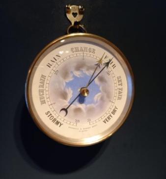 Superb 19th Century Clouds Enamel Dial Marine Barometer