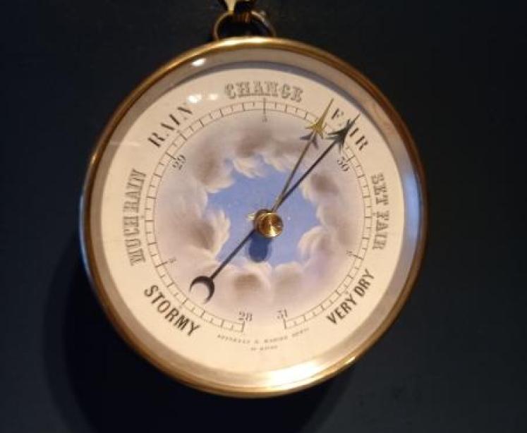 Superb 19th Century Clouds Enamel Dial Marine Barometer - Image 1