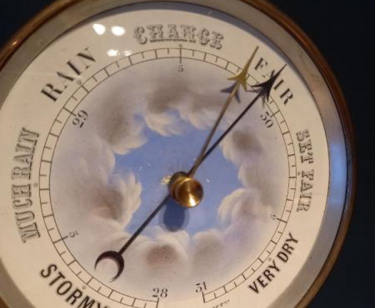 Superb 19th Century Clouds Enamel Dial Marine Barometer - Image 2