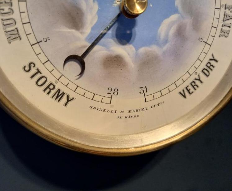Superb 19th Century Clouds Enamel Dial Marine Barometer - Image 3
