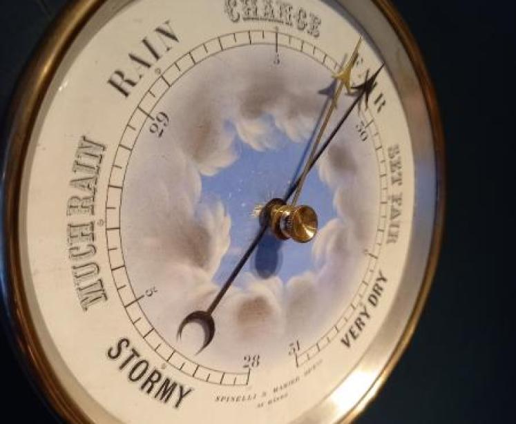 Superb 19th Century Clouds Enamel Dial Marine Barometer - Image 4