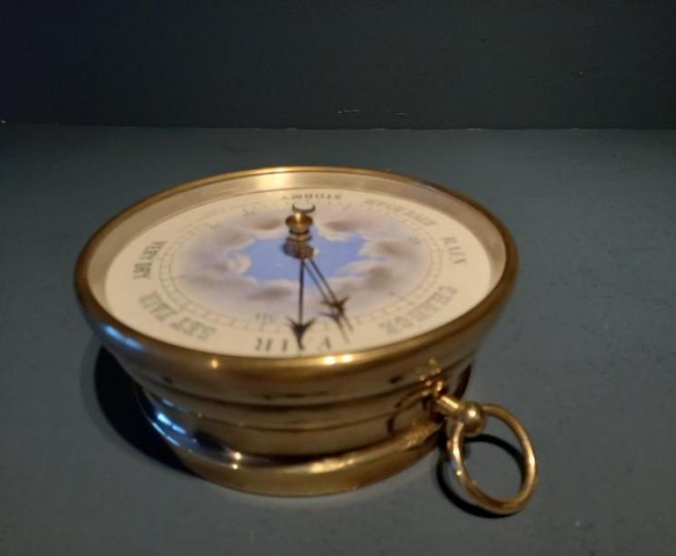 Superb 19th Century Clouds Enamel Dial Marine Barometer - Image 7