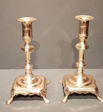 Fine Pair of George III Brass Candlesticks