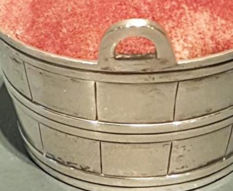 Antique Silver Wash Barrel Pin Cushion - Image 5