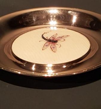 Fine Quality Silver and Porcelain Panel Pin Tray