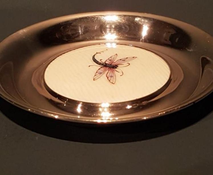 Fine Quality Silver and Porcelain Panel Pin Tray - Image 1