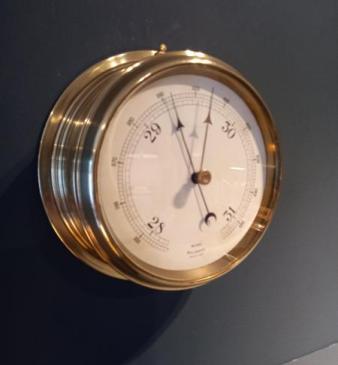 Antique Polished Brass Bulkhead Marine Barometer