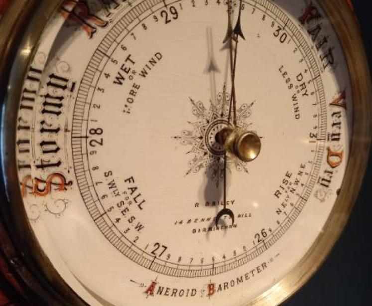 Superb Large Antique Solid Oak Barometer - Image 2