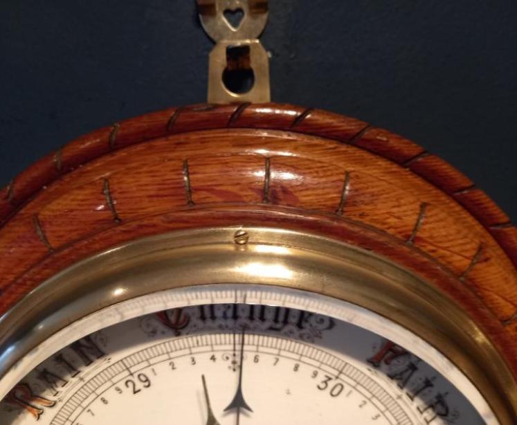 Superb Large Antique Solid Oak Barometer - Image 4