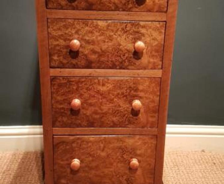 Matching Pair of Antique Burr Walnut Bedside Chests - Image 2