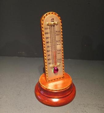 Edwardian Period Inlaid Desk Top Thermometer