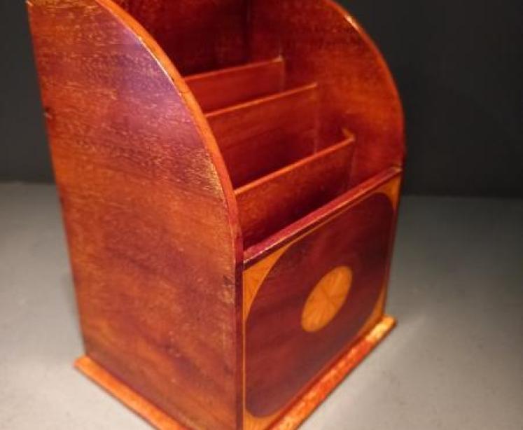 Antique Sheraton Inlaid Letter Rack - Image 3