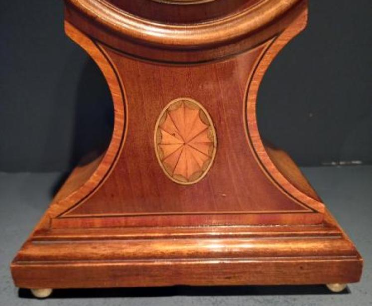 Late Victorian Sheraton Inlaid Balloon Shaped Mantel Clock - Image 3