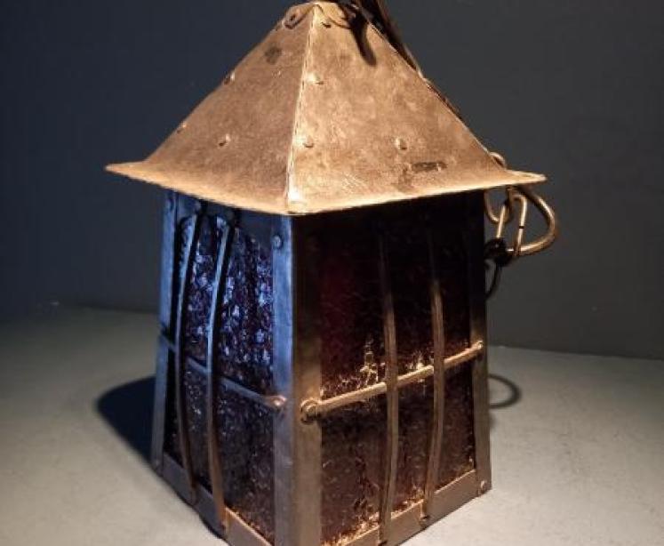 Pair of Arts & Crafts Polished Steel Hanging Lanterns - Image 2