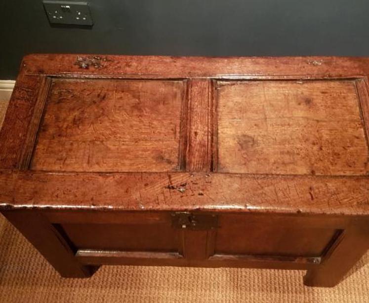 Small Period Oak Two Panel Coffer - Image 3