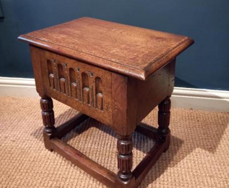 George I Style Oak 'Box' Joint Stool - Image 1