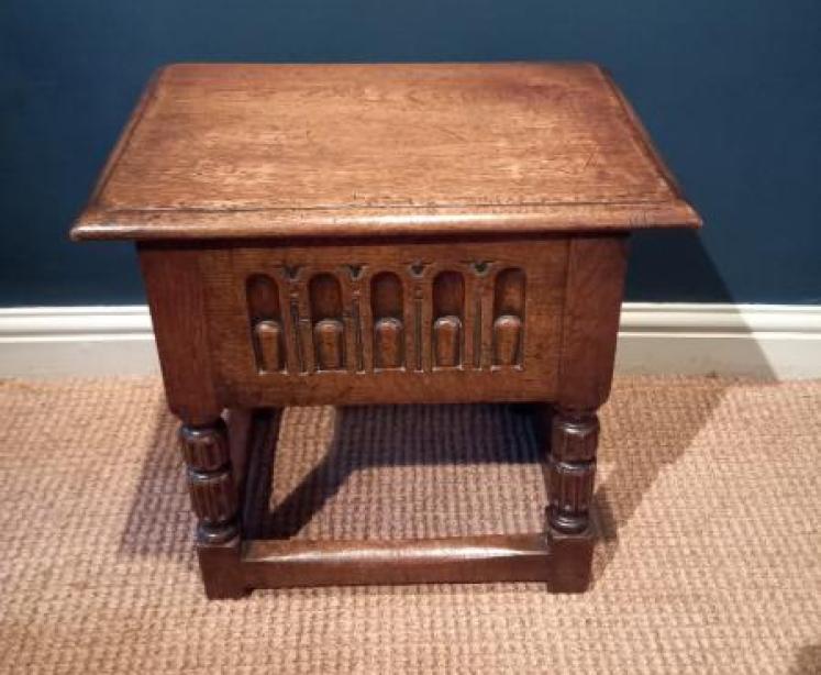 George I Style Oak 'Box' Joint Stool - Image 7