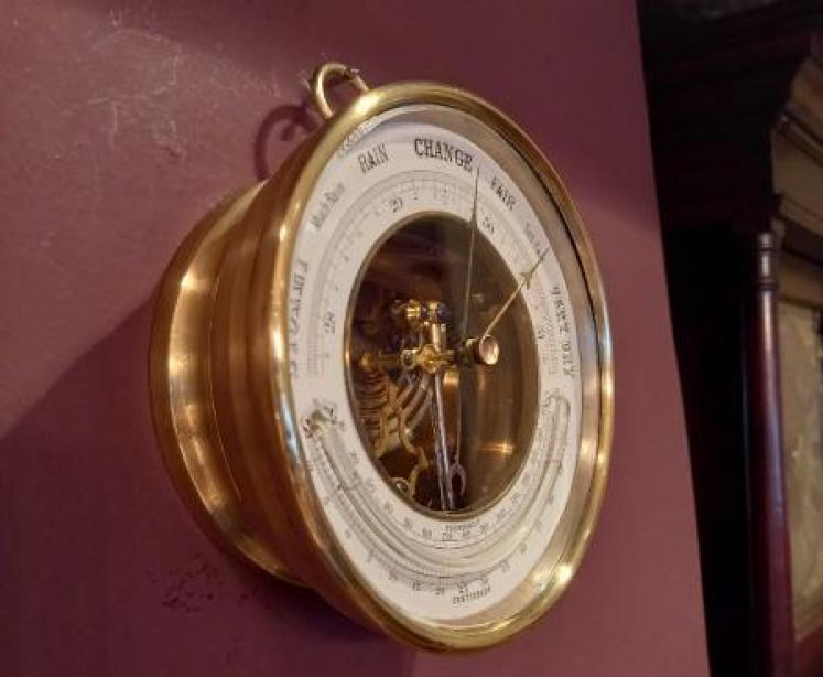 Mid Victorian Skeletonised Marine Barometer & Thermometer - Image 2