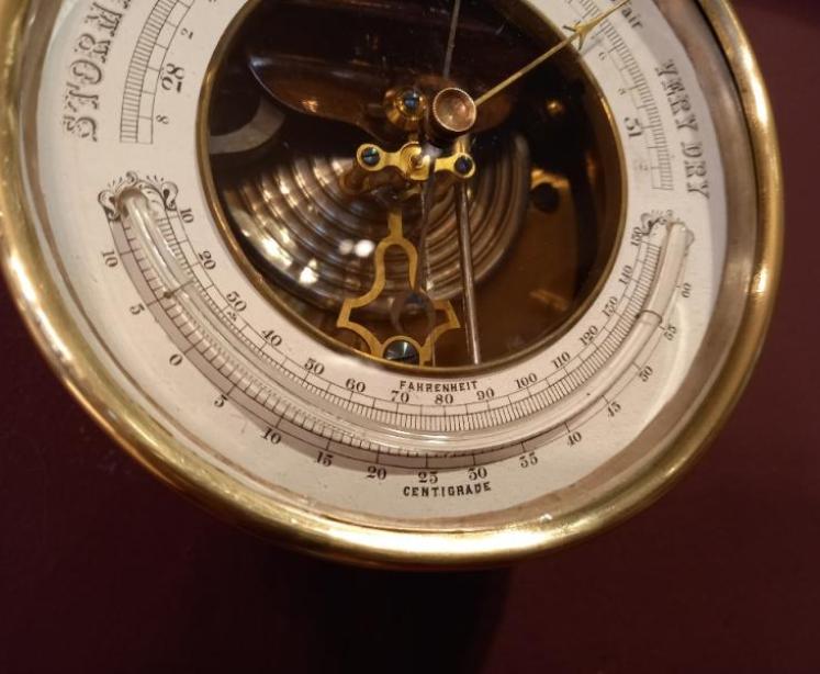 Mid Victorian Skeletonised Marine Barometer & Thermometer - Image 4