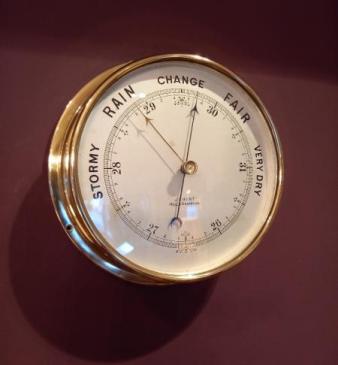 Superb Antique Large Brass Bulkhead Marine Barometer