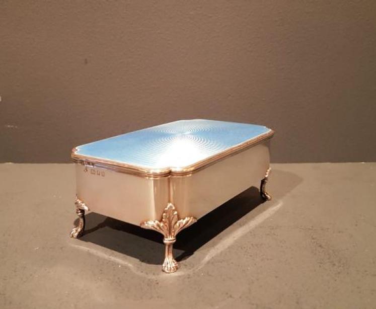 Large George V Silver and Enamel Jewel Box - Image 6