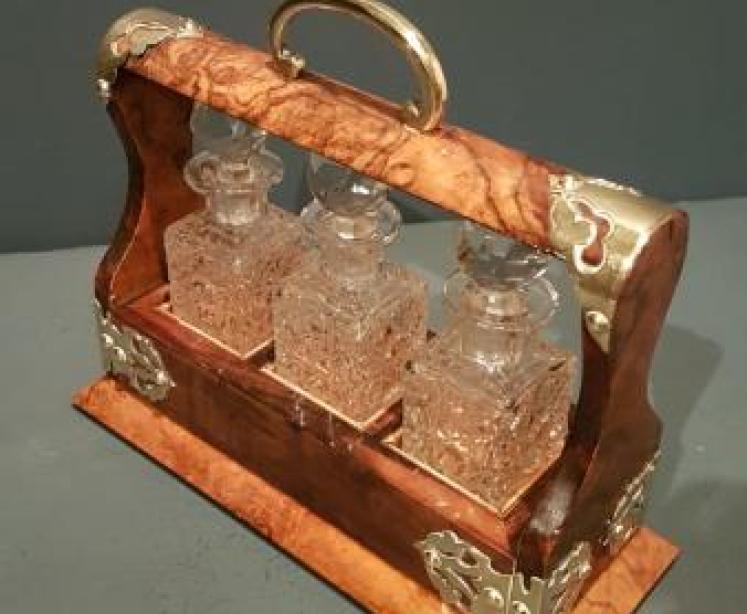 Victorian Burr Walnut Miniature Tantalus - Image 5