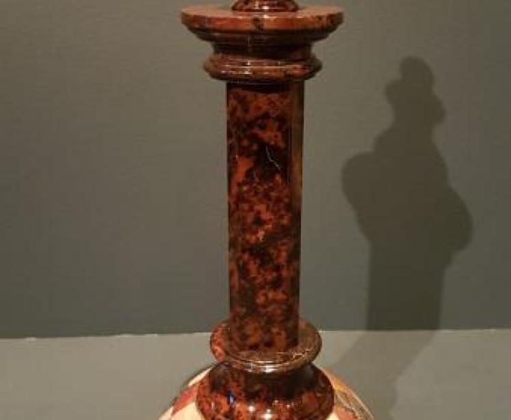 Outstanding Serpentine and Specimen Marble Obelisk Thermometer - Image 5