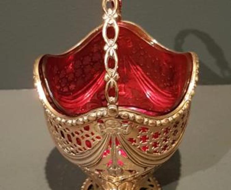 Edwardian Silver Gilt Bonbon Dish with Cranberry Liner - Image 7