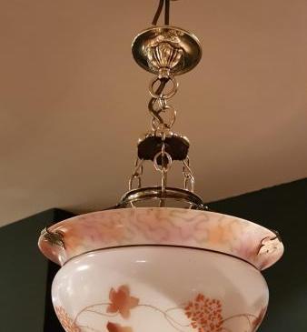 Edwardian Glass and Brass Light Fitting