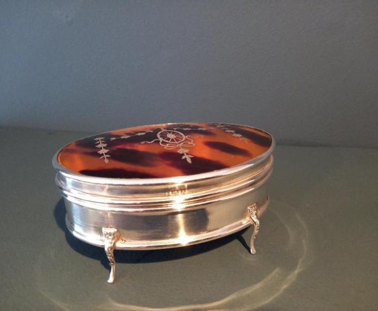 Superb George V Period Silver & Tortoise Shell Jewellery Box - Image 2
